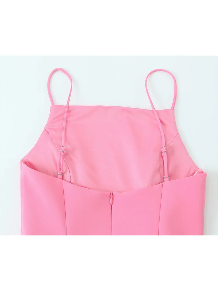 Coquette Pink A-Line Mini Dress – Spaghetti Strap Slim Fit Party Dress for Women, Summer 2025 Fashion
