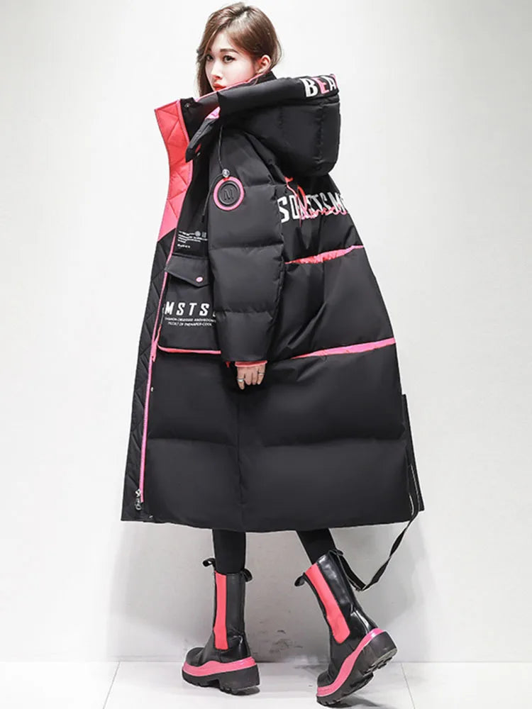 Streetwear Chic Long Hooded Parkas for Women