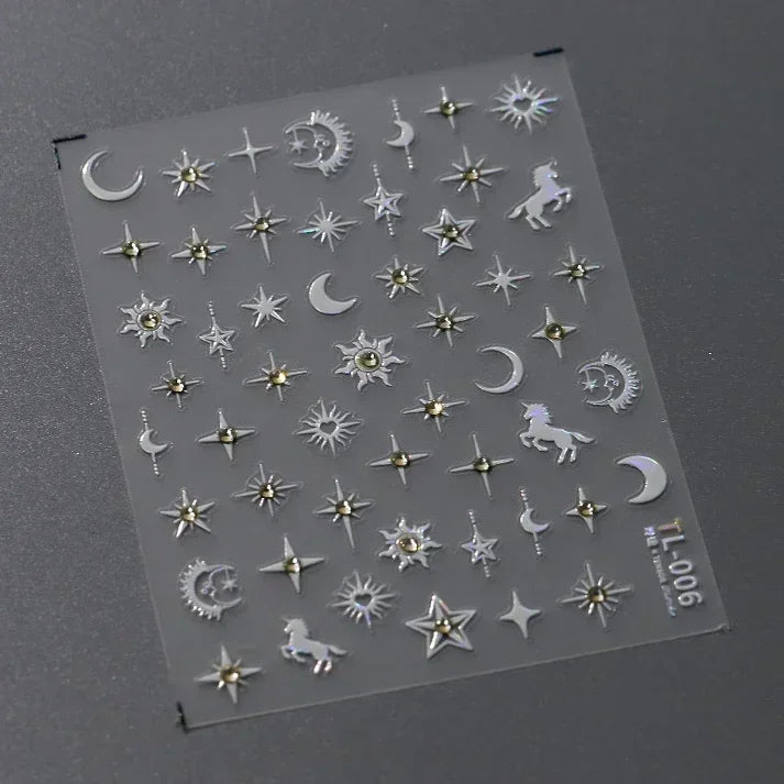 Luxury Korean Nail Decals With Silver And Gold Accents For Autumn Nails Fashion