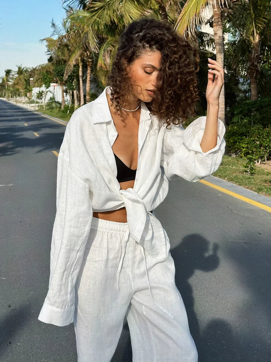 Natural Fabric Two-Piece Loungewear For Everyday Chic Summer Days
