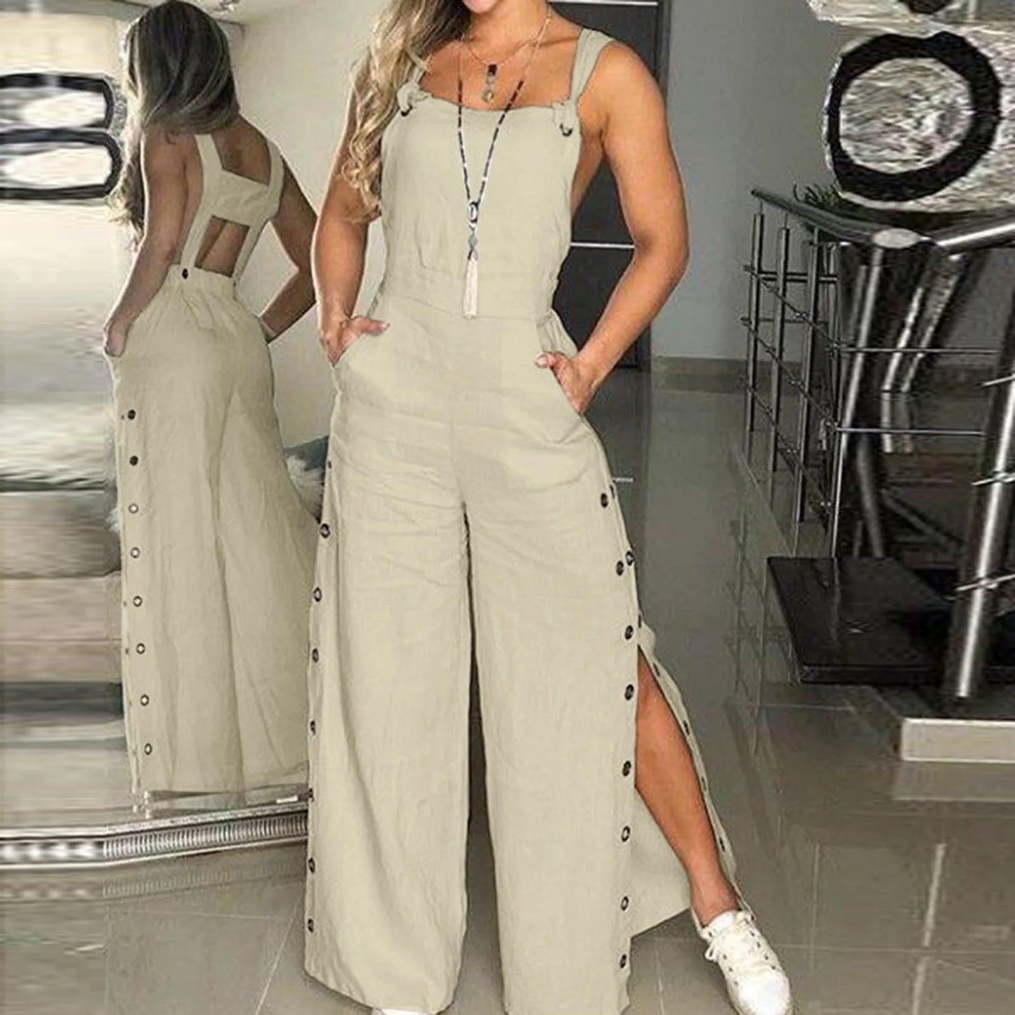 Loose Fit Linen Overalls With Long Pants For Summer Outfit Inspiration And Breezy Vibes
