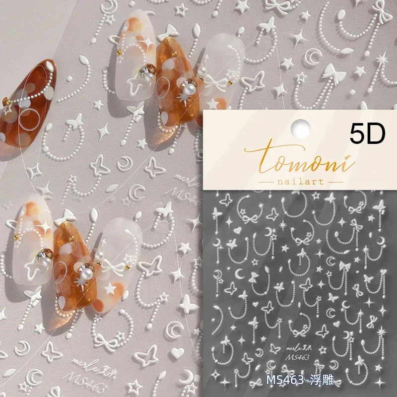 White Wave Line Nail Decals For Autumn Nails Looks And Manicure Design Ideas