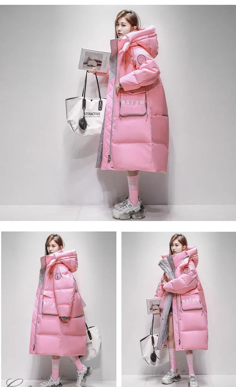 Streetwear Chic Long Hooded Parkas for Women