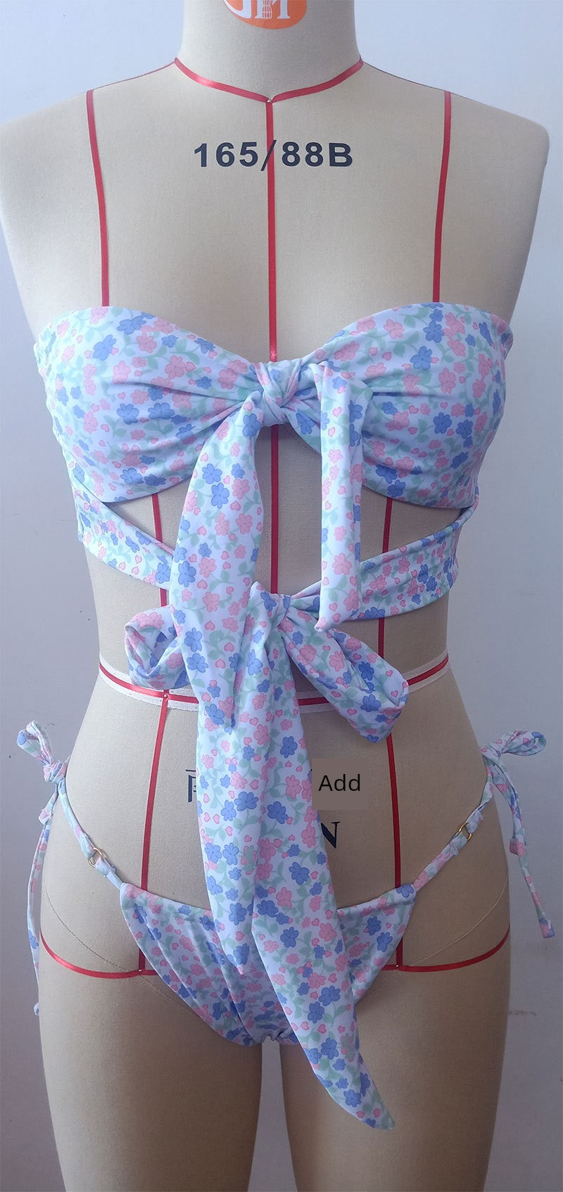 Sweet Print Bikini Set With Hollow Out Details For Summer Swimsuit Aesthetic