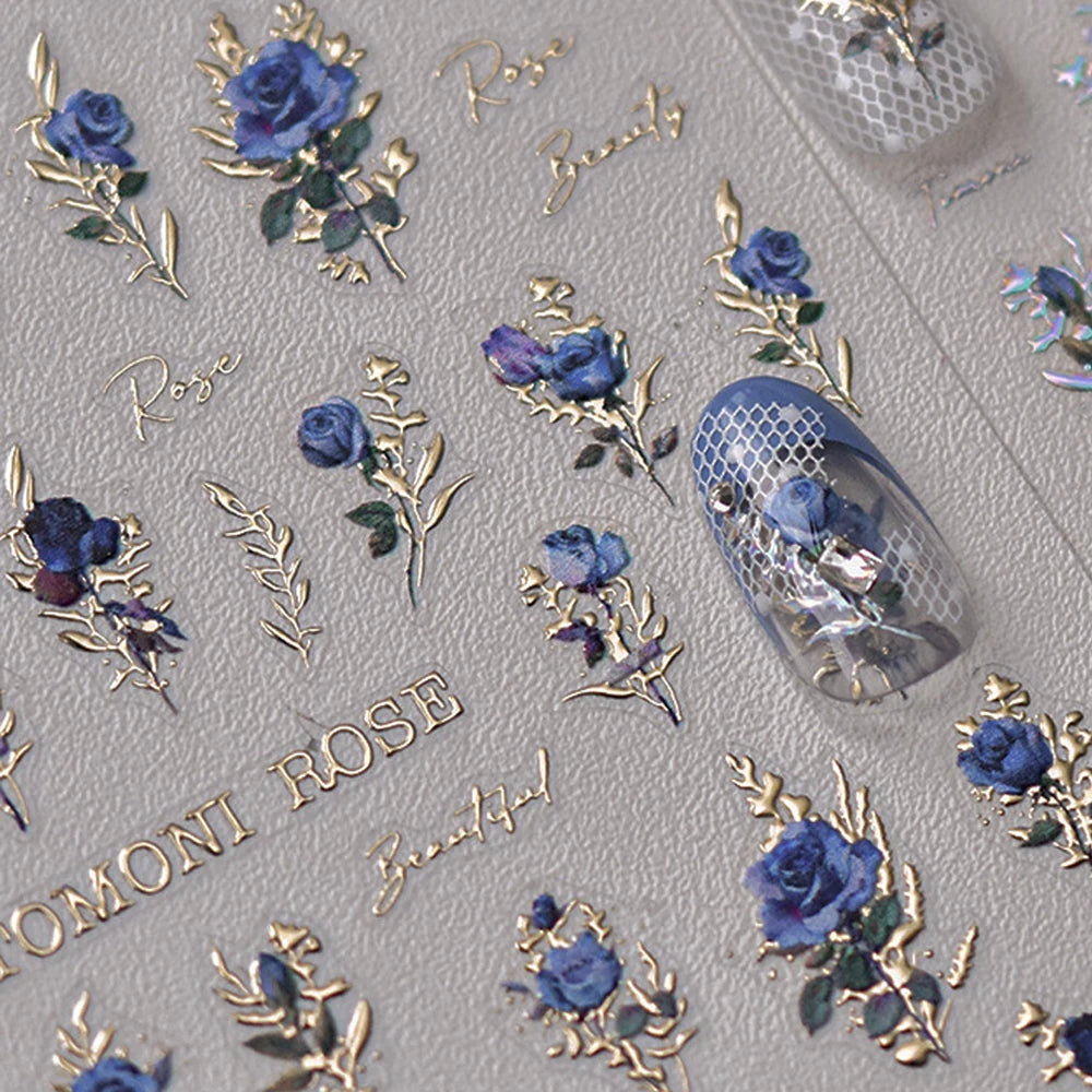 3D Gold Flower Nail Stickers For Fall Nails Inspiration And Luxury Nail Styling