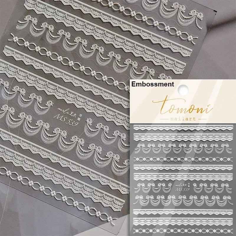 White Wave Line Nail Decals For Autumn Nails Looks And Manicure Design Ideas