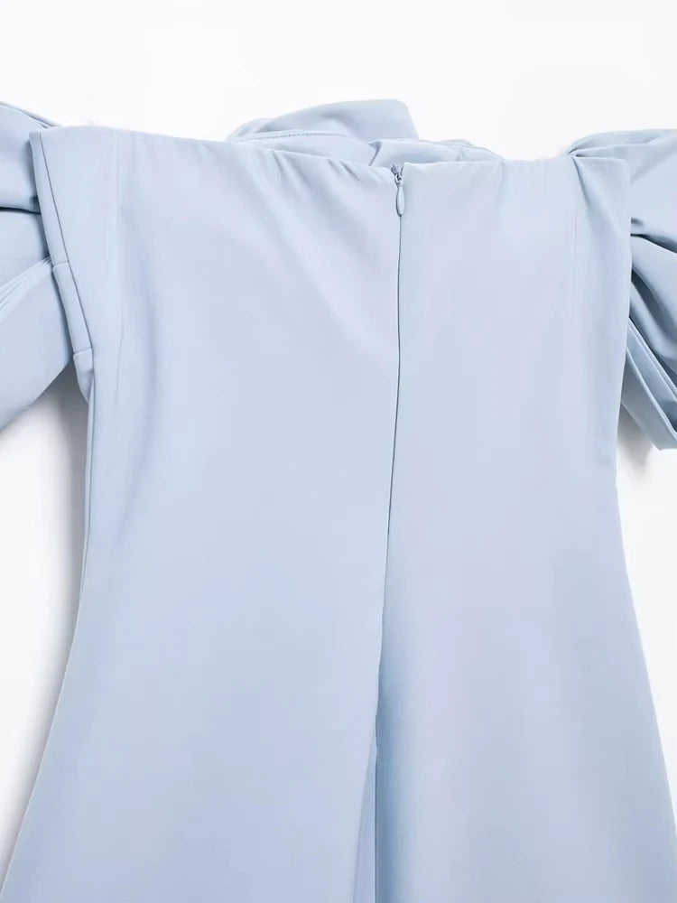 Strapless Mini Dress with Statement Bows – Off-the-Shoulder, Straight Neck, Back Zipper, Sexy Fashion for Women