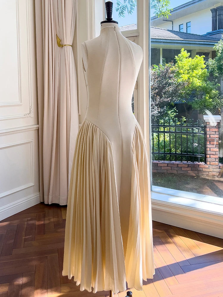Rococo Revival Square Collar Sleeveless Dress – High Waist, Slim Fit, Elegant Summer Fashion for Women