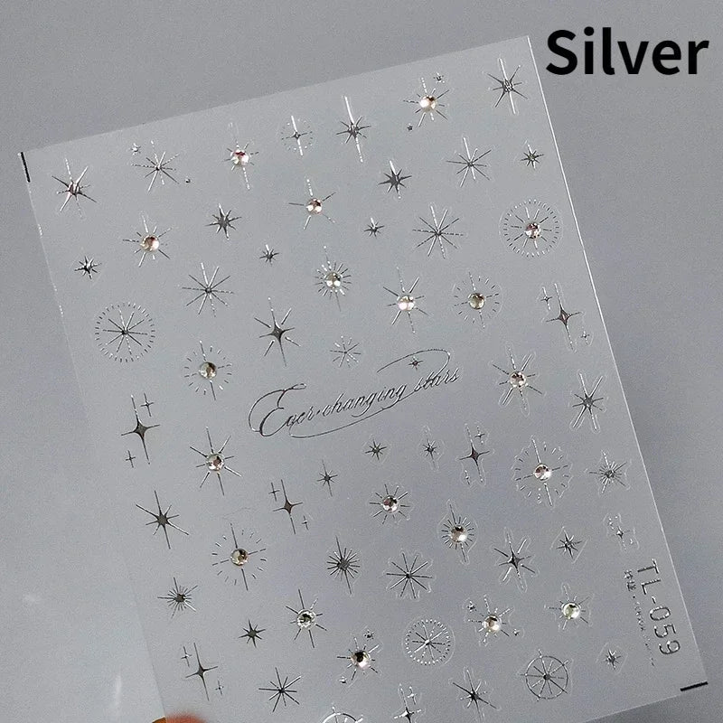 Luxury Korean Nail Decals With Silver And Gold Accents For Autumn Nails Fashion