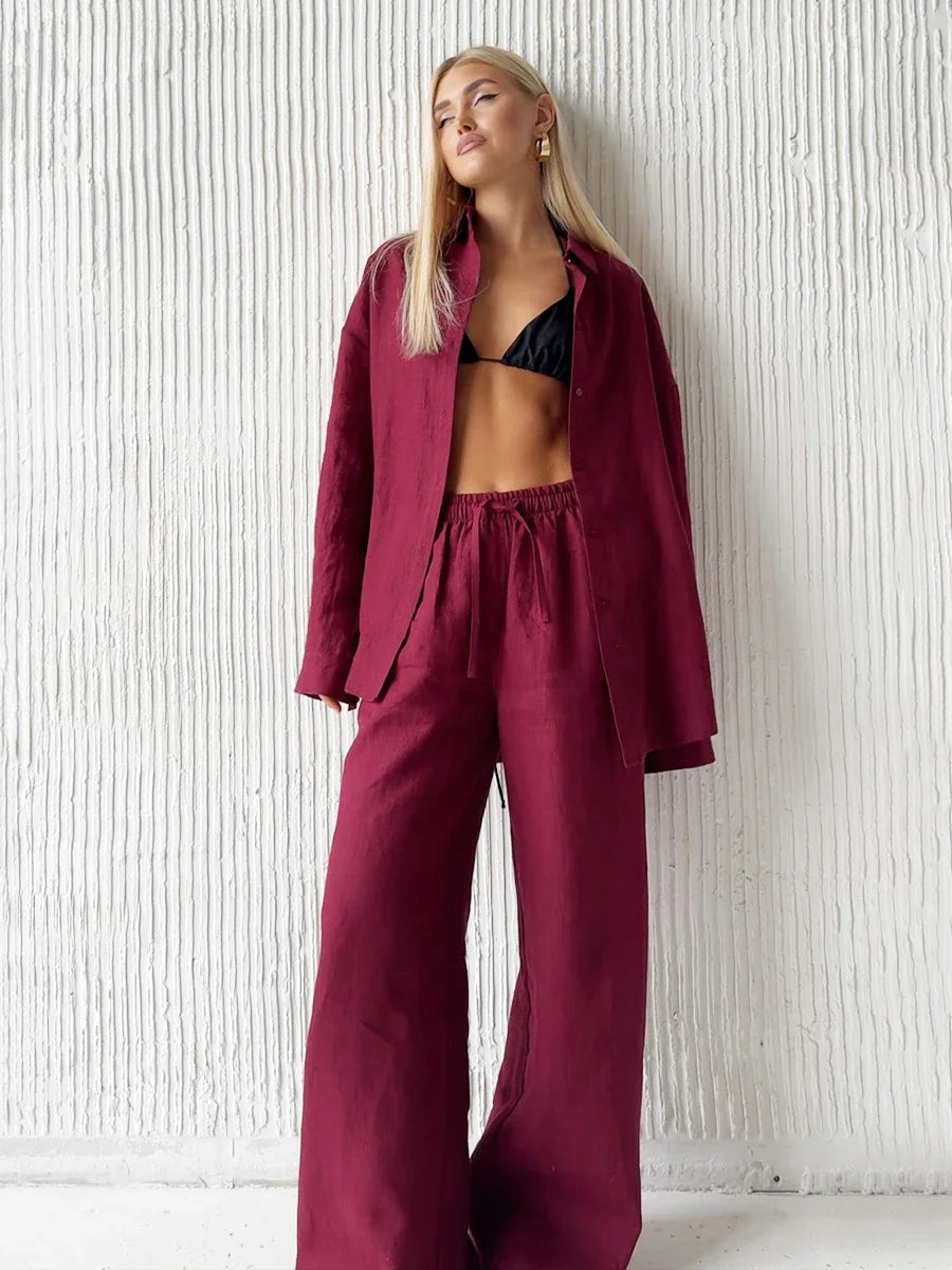 Natural Fabric Two-Piece Loungewear For Everyday Chic Summer Days