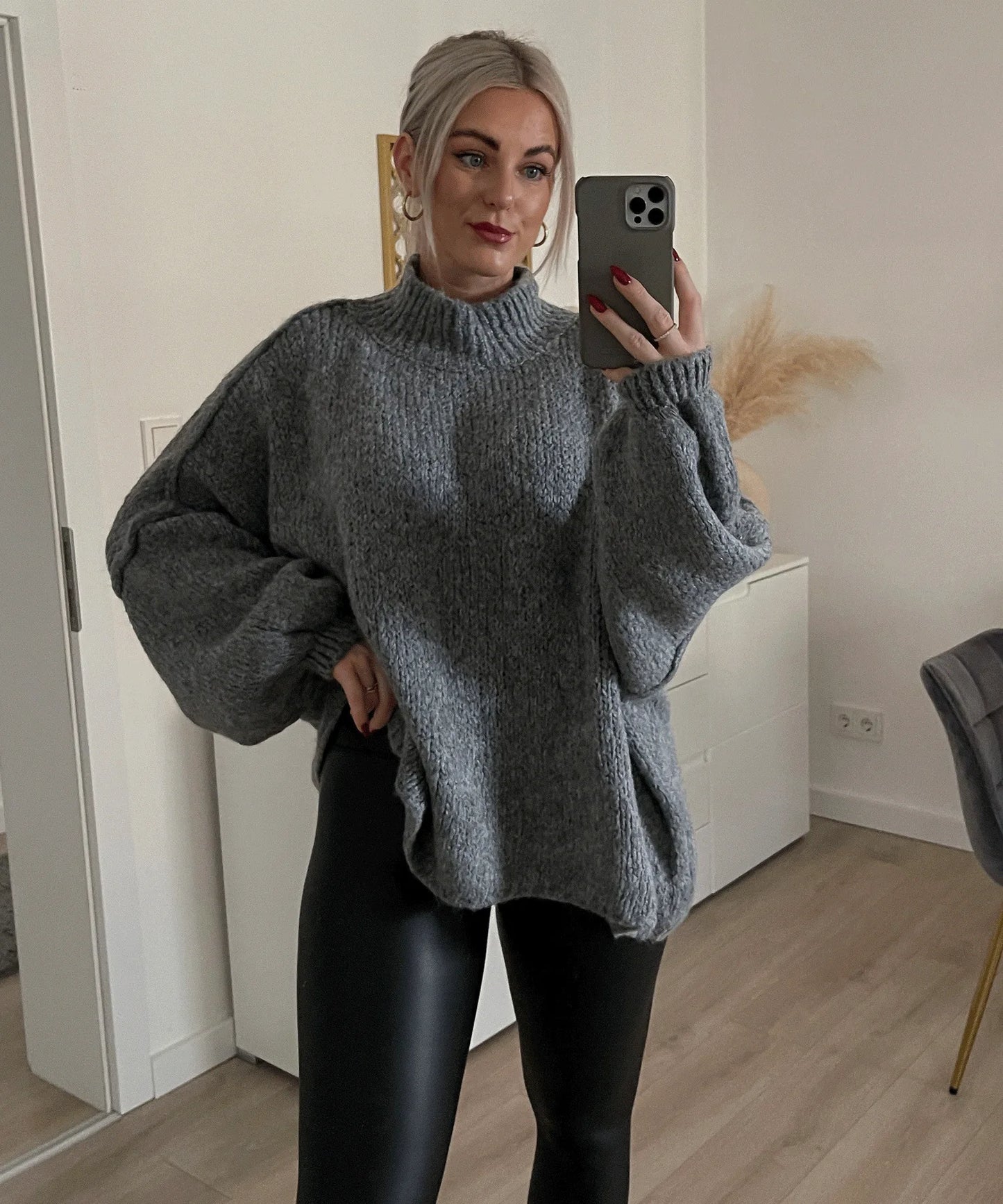 Quilted Elegance Turtleneck Sweater