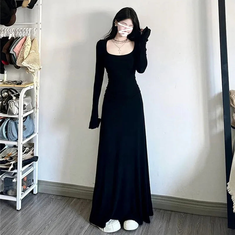 Long Sleeve Dress For Spring Outfit Ideas With Slim Silhouette And Korean Fashion Feel