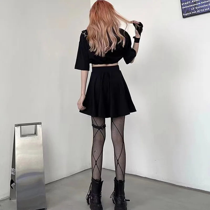 Gothic Black High Waist Mini Skirt for Summer