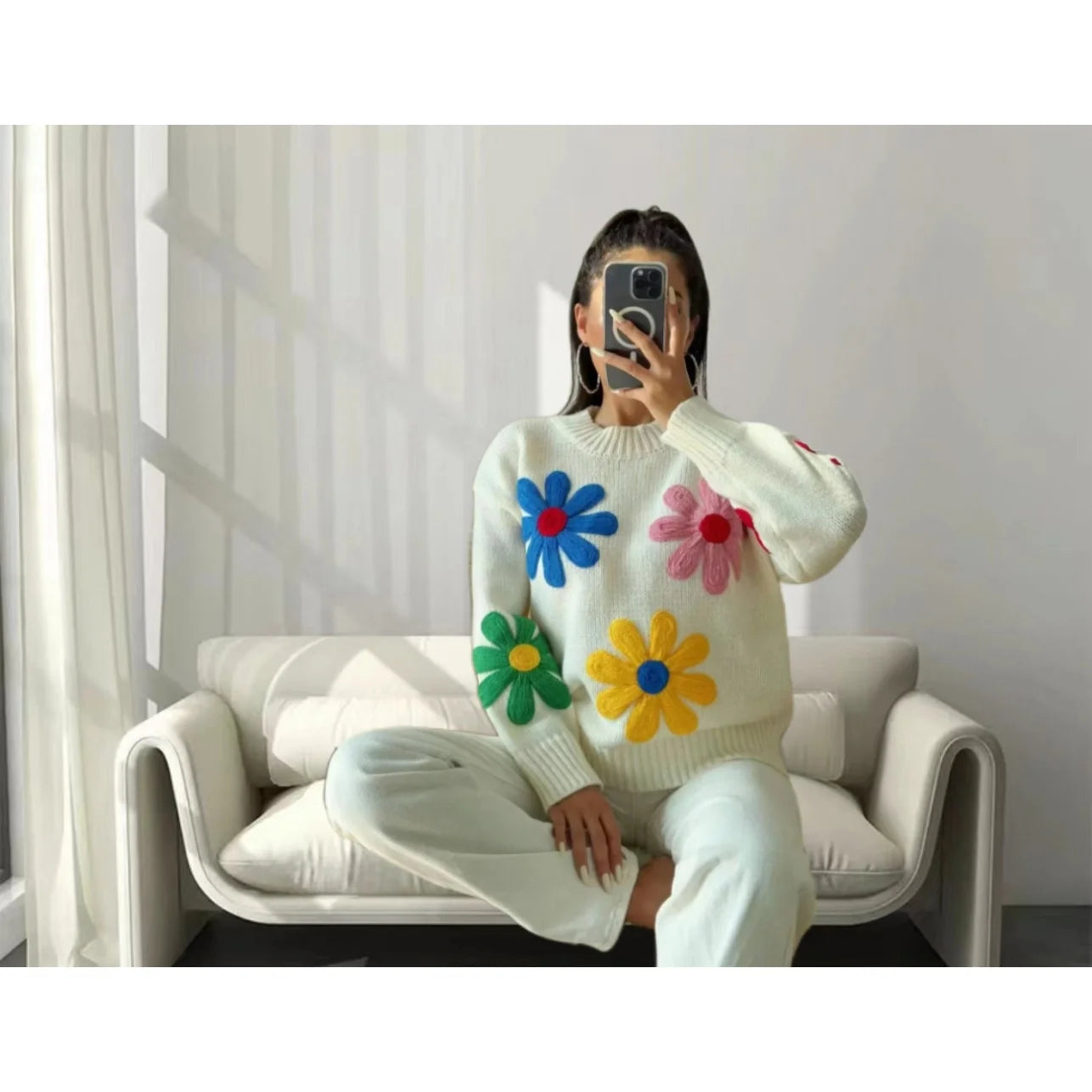 Floral Elegance Knit Sweater
