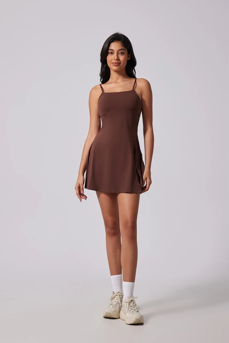 Sporty Tennis Skirt Dress With Built-In Bra For Summer Outfits Casual And Active Style