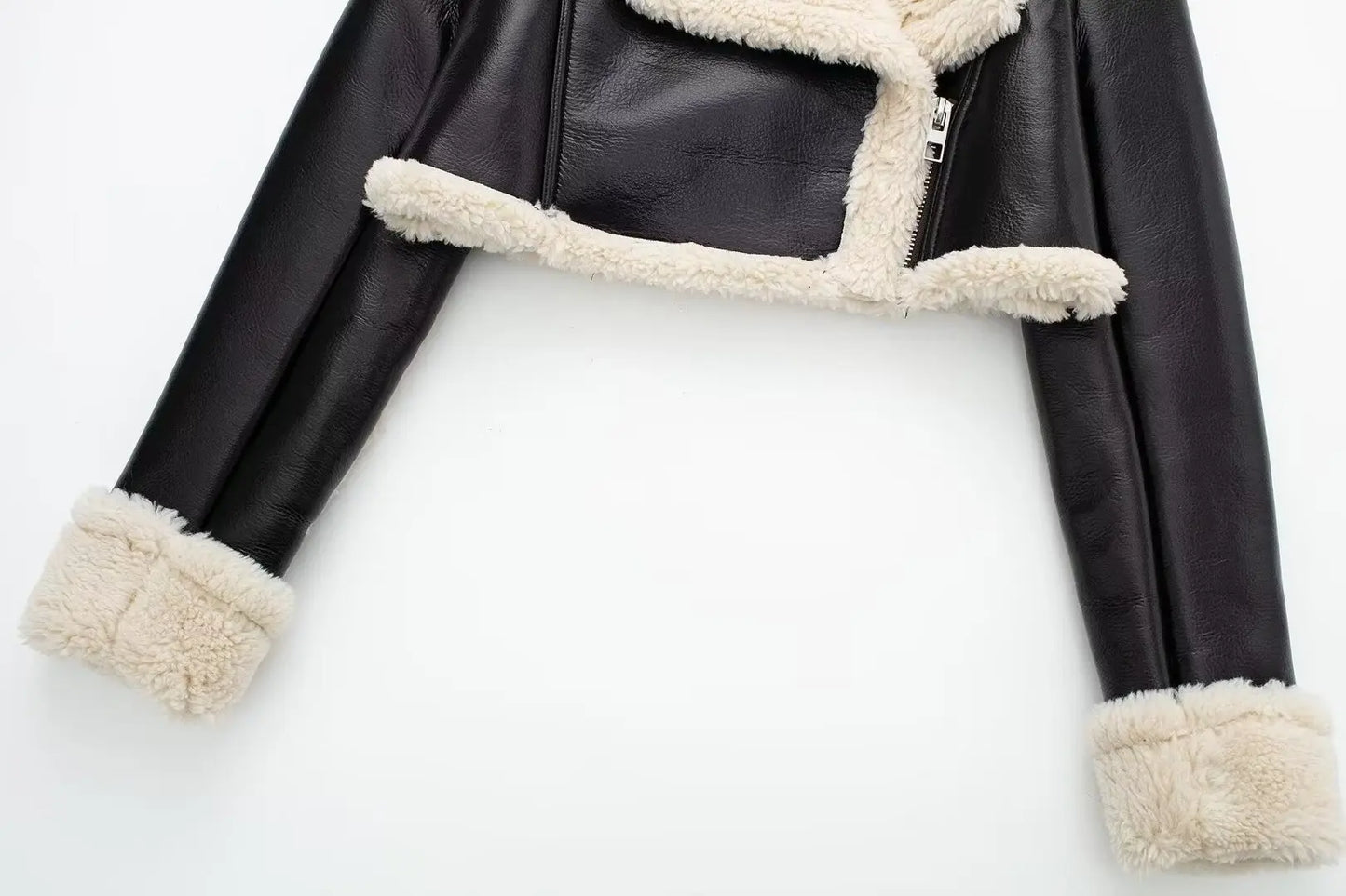 Vintage Faux Leather Jacket With Long Sleeves For Chic Fall Outfit Ideas