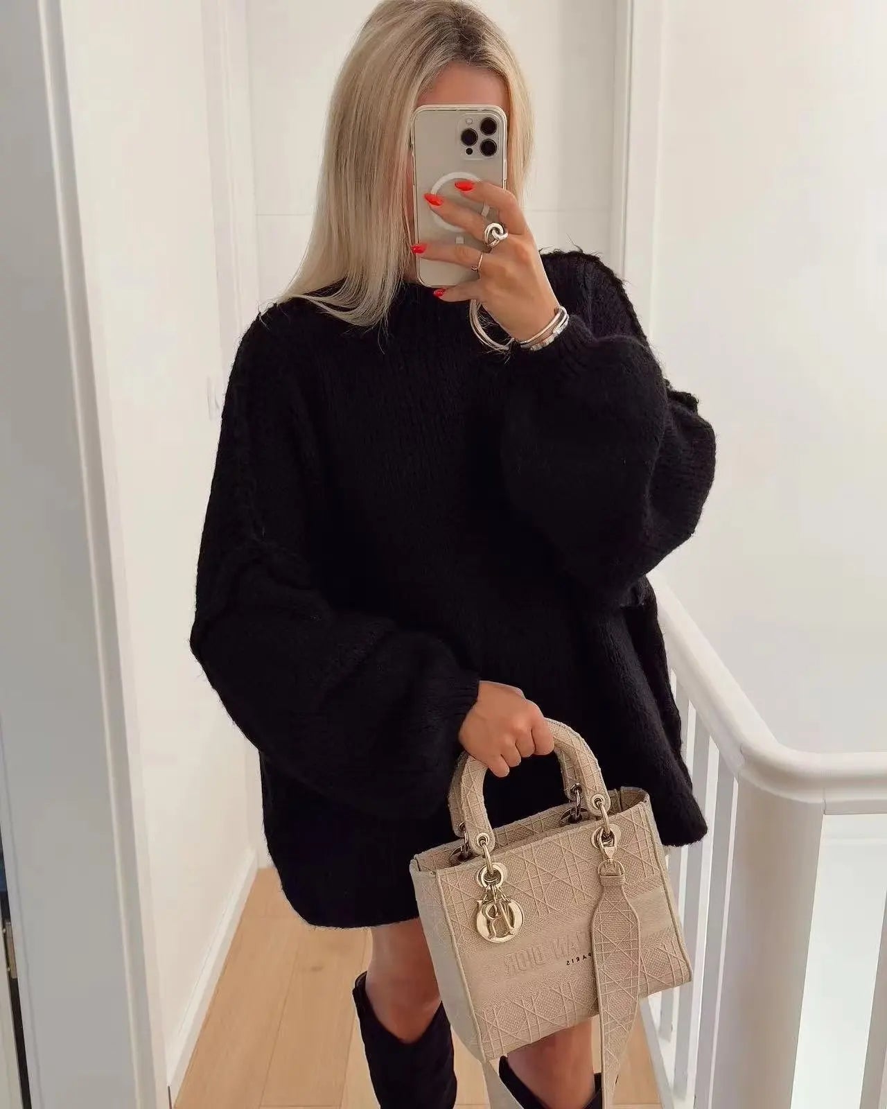 Quilted Elegance Turtleneck Sweater
