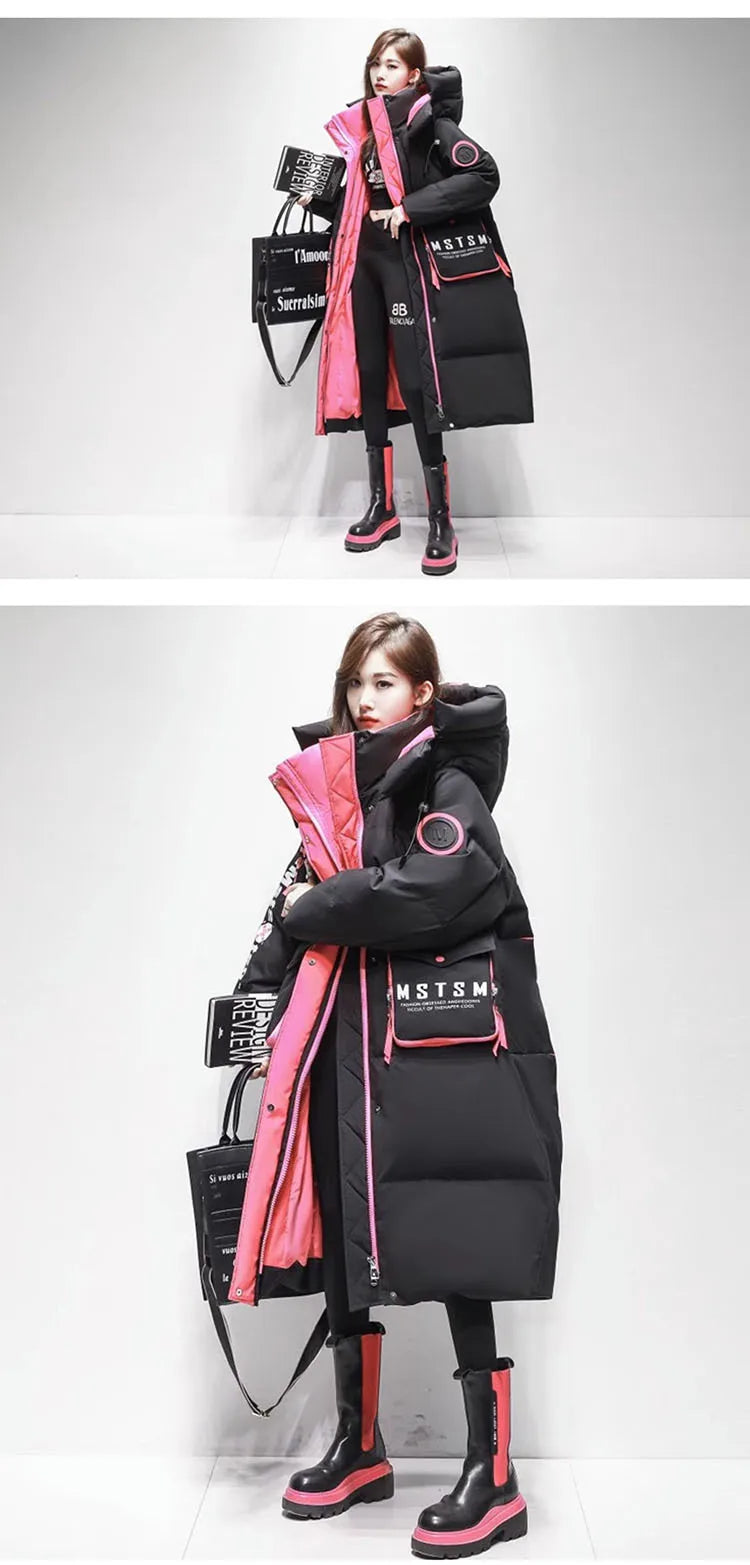 Streetwear Chic Long Hooded Parkas for Women