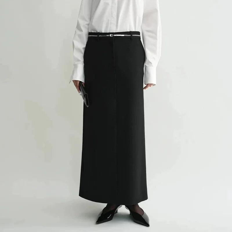 Spring Summer 2025 Soft Tailoring Luxe White Blouse with Turn-Down Collar Irregular Hem and Split Long Sleeves for Effortless Goddesscore Style