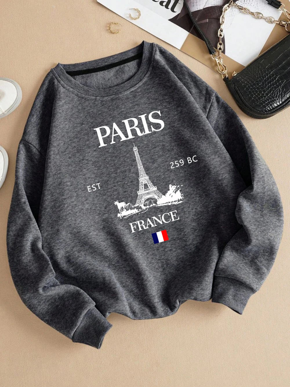 Fall Outfit Sweatshirt For Women With Paris Eiffel Tower Graphic Design