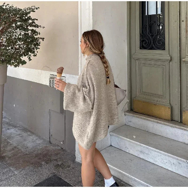 Quilted Elegance Turtleneck Sweater