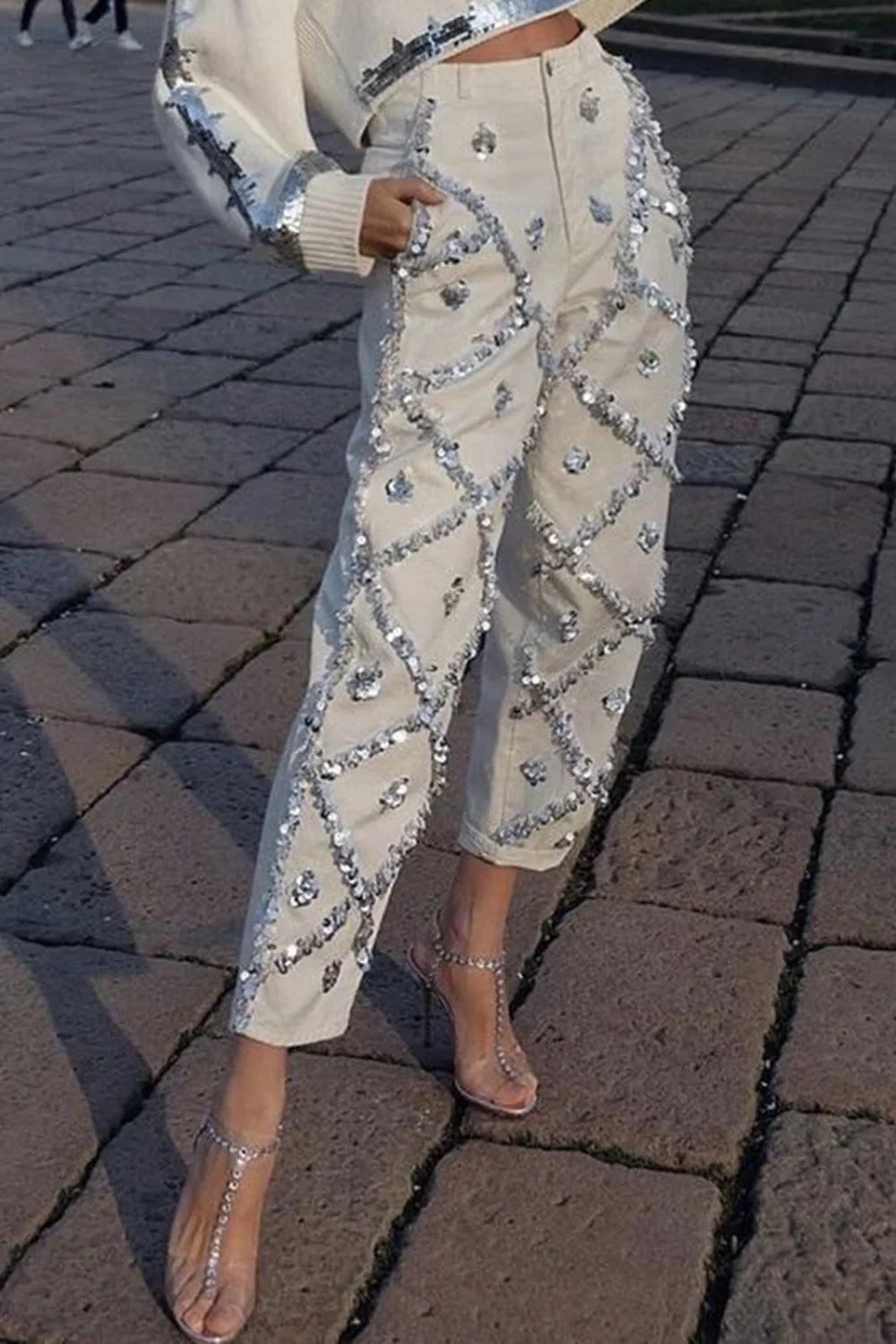 Sparkle Street Straight Leg Denim with Pocket Glam