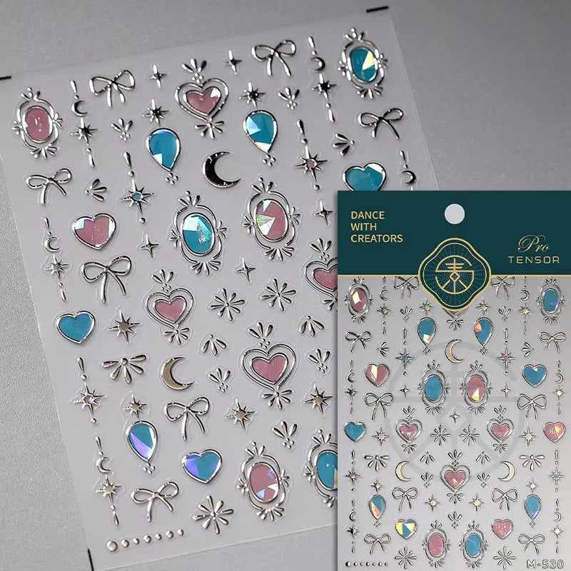 Luxury Korean Nail Decals With Silver And Gold Accents For Autumn Nails Fashion