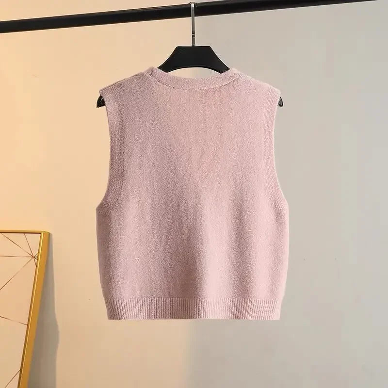 Layered Outfit Inspiration Knitted Vest Cardigan For Women With Slim Fit Camisole Styling