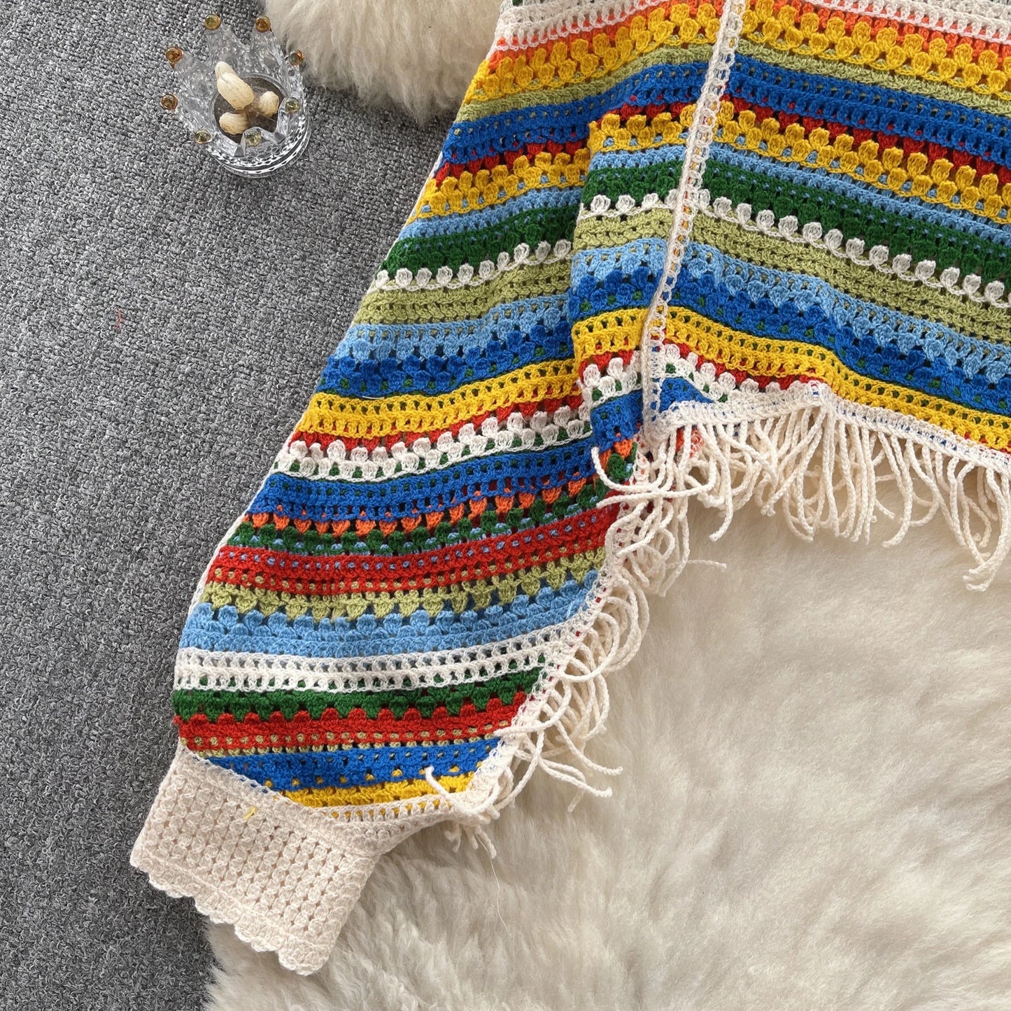 Tassel Knit Hollow Blouse For Women 2025 Fall Outfits Aesthetic