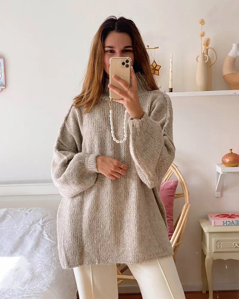 Quilted Elegance Turtleneck Sweater