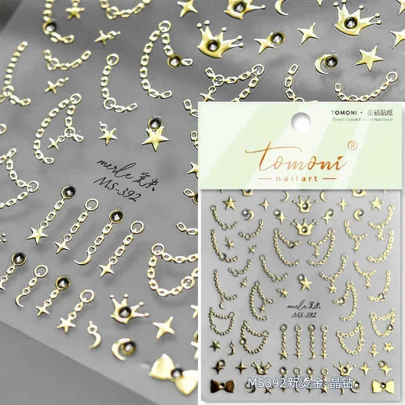 Luxury Korean Nail Decals With Silver And Gold Accents For Autumn Nails Fashion