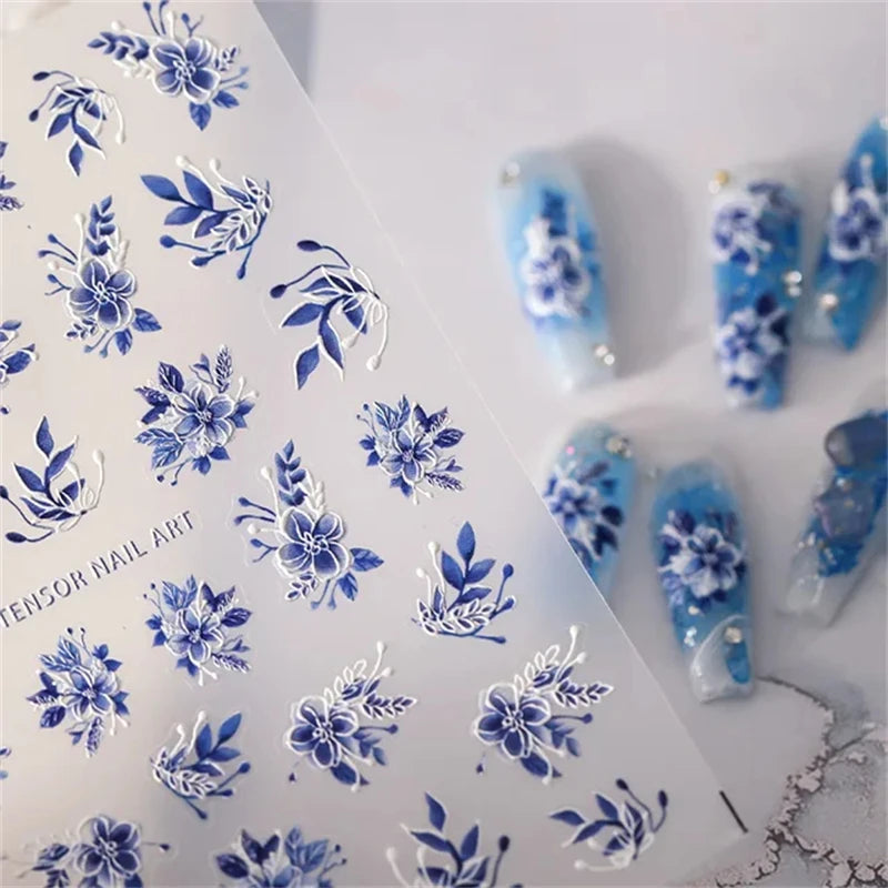 3D Gold Flower Nail Stickers For Fall Nails Inspiration And Luxury Nail Styling
