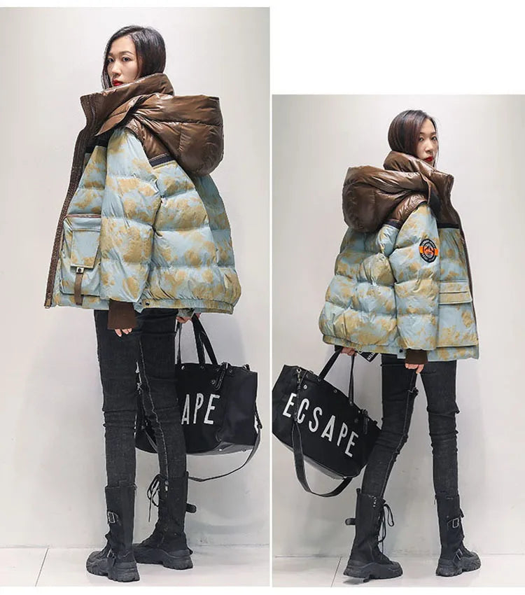 Harajuku Vibes Oversized Printed Puffer for Women