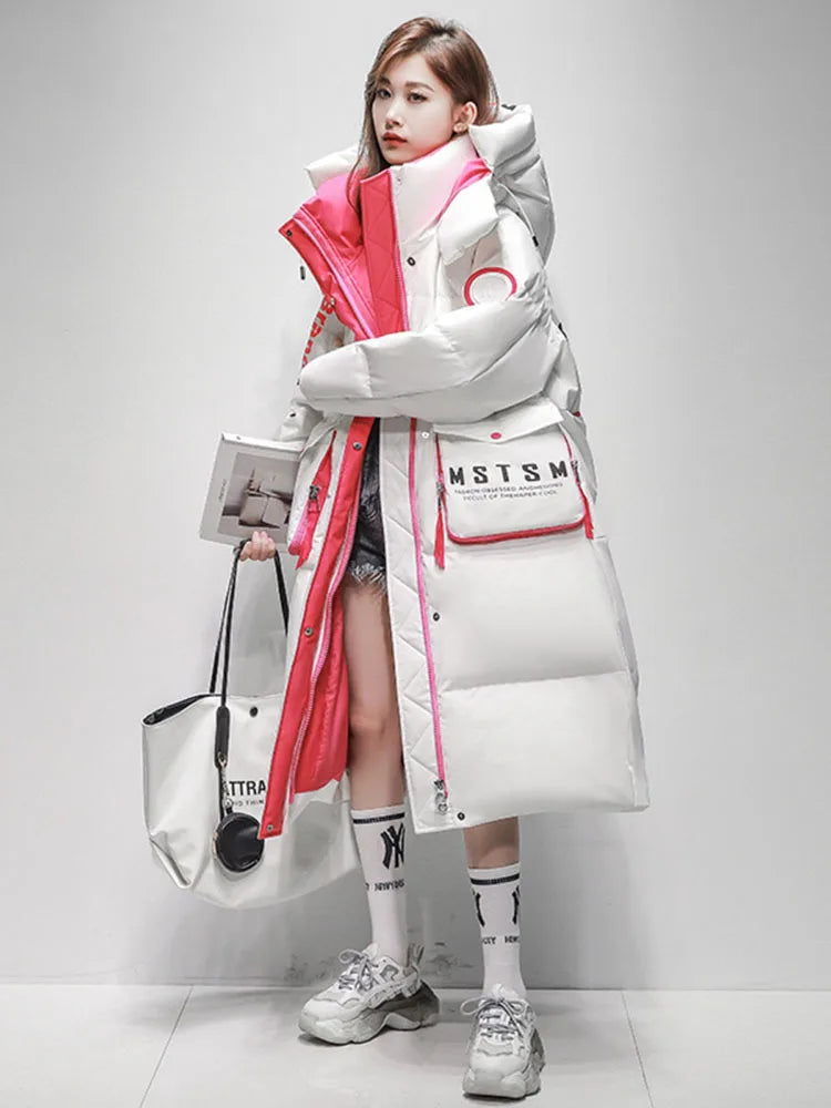 Streetwear Chic Long Hooded Parkas for Women