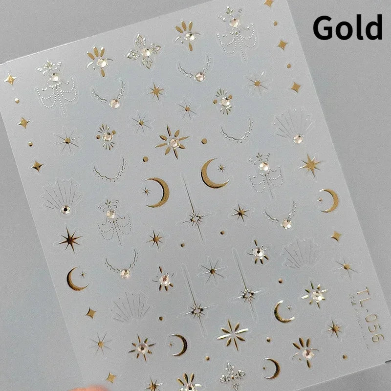 Luxury Korean Nail Decals With Silver And Gold Accents For Autumn Nails Fashion