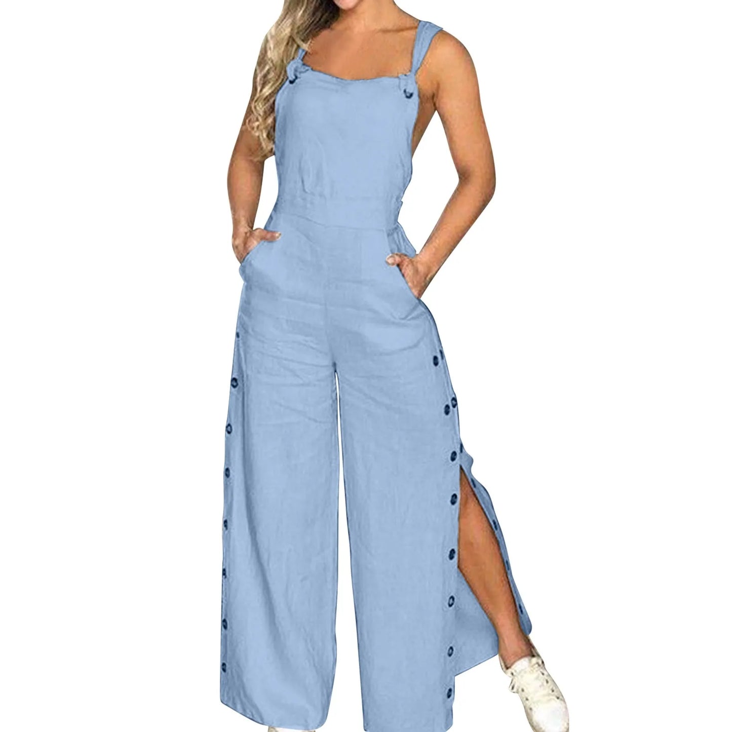 Loose Fit Linen Overalls With Long Pants For Summer Outfit Inspiration And Breezy Vibes