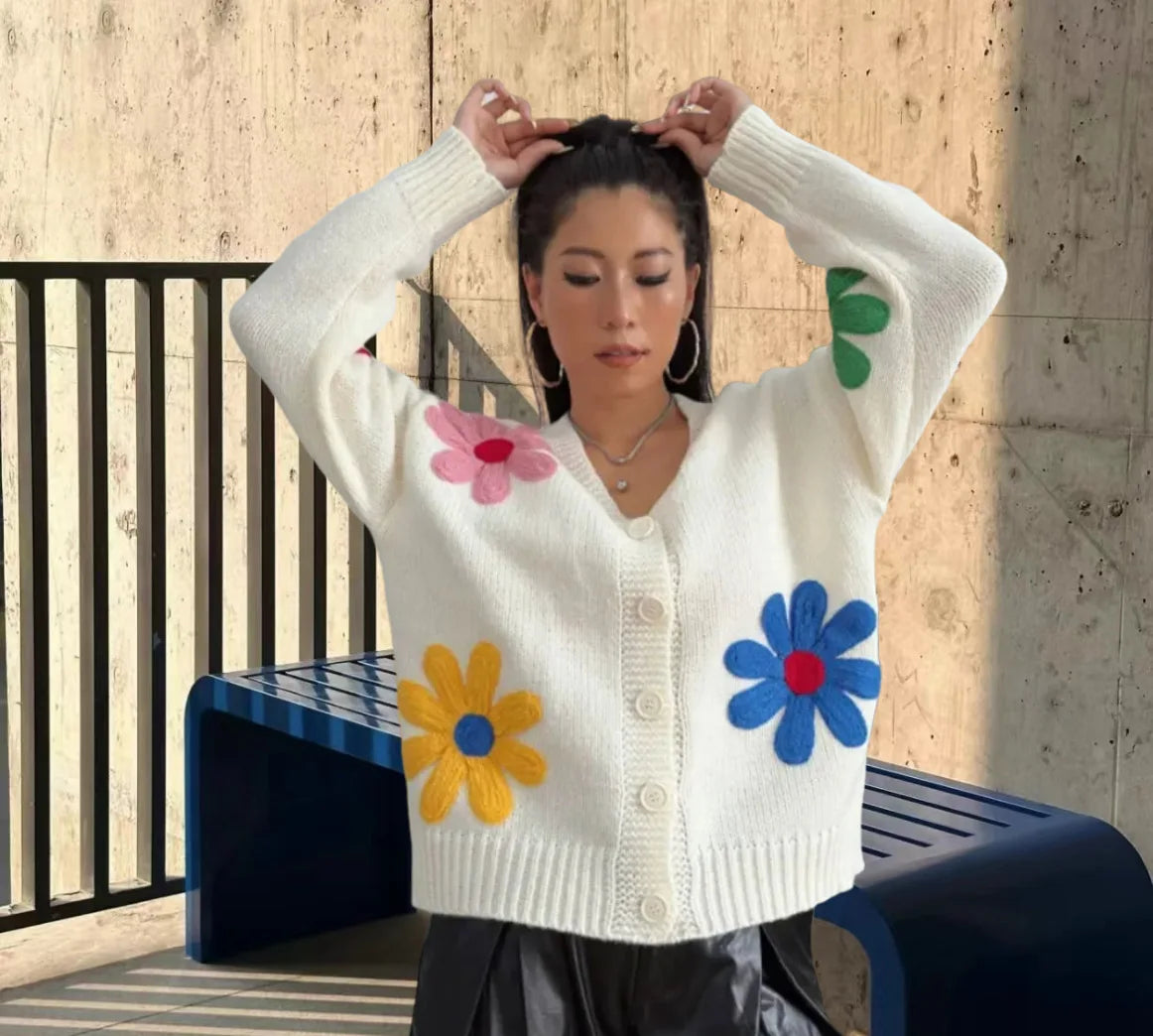 Floral Elegance Knit Sweater