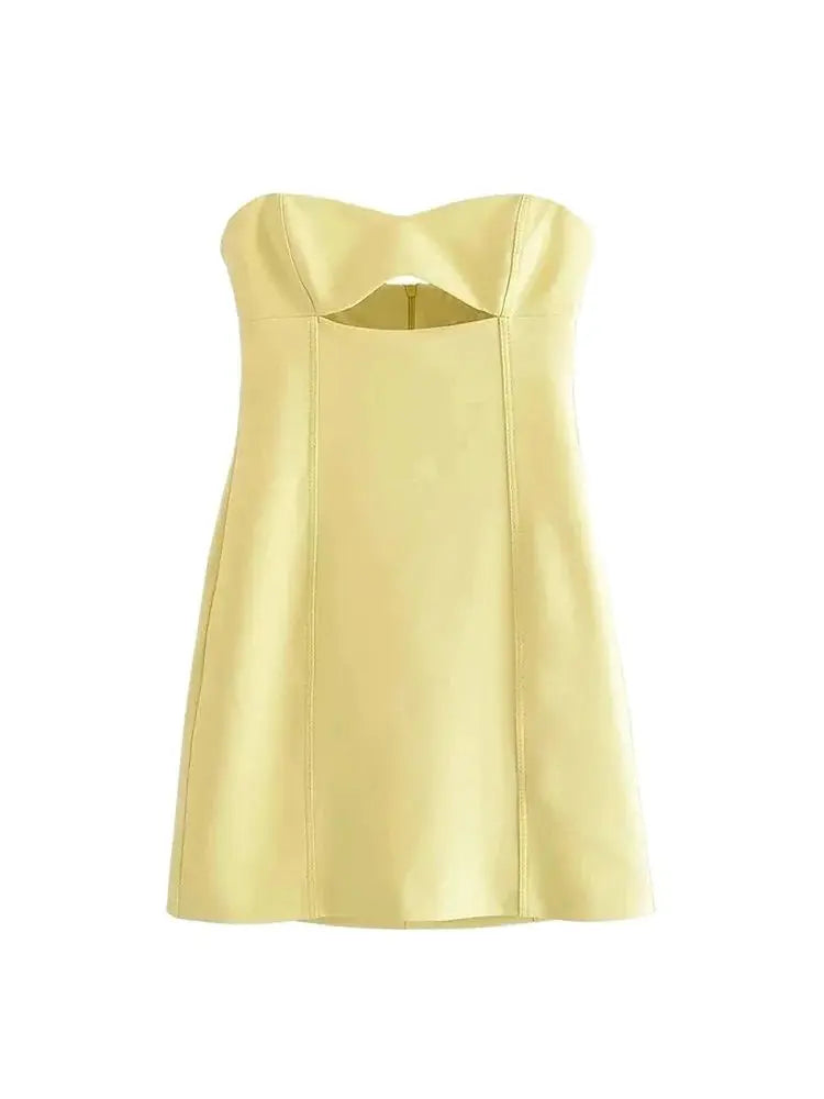 Sweetheart Cut-Out Strapless Mini Dress – Back Zipper, Slim Fit Party Look for Women, 2025 Trendy Fashion