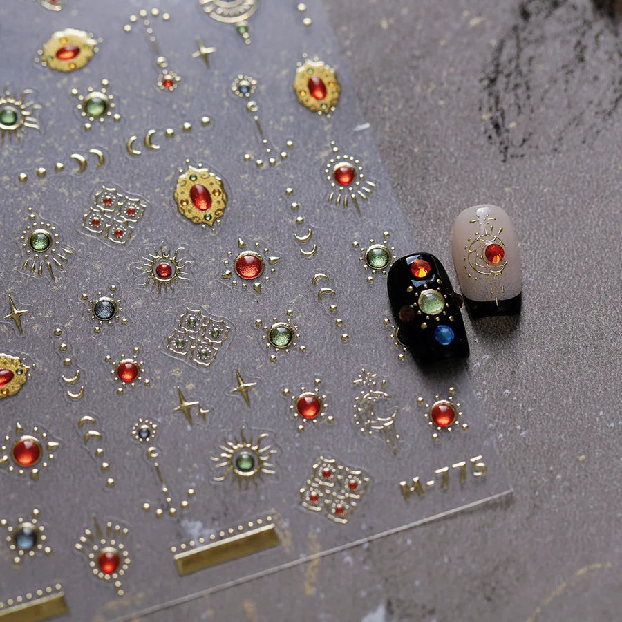 3D Gold Flower Nail Stickers For Fall Nails Inspiration And Luxury Nail Styling