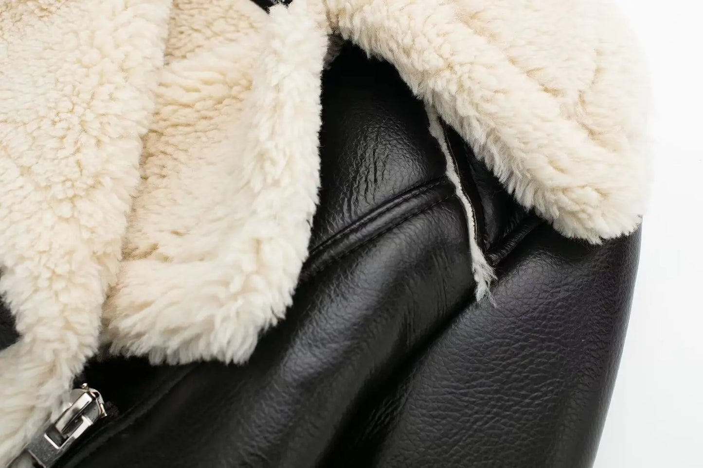 Vintage Faux Leather Jacket With Long Sleeves For Chic Fall Outfit Ideas