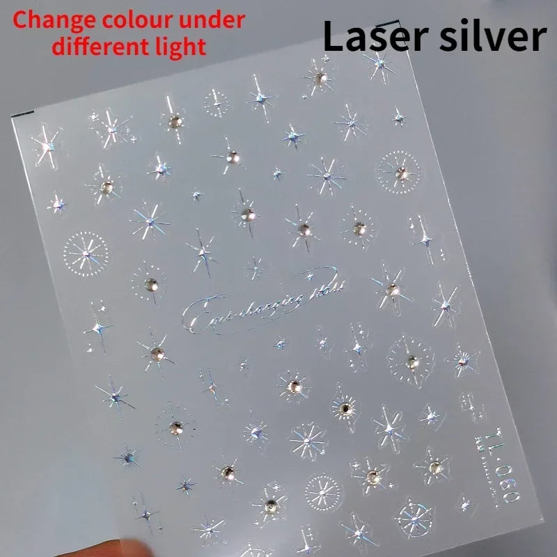 Luxury Korean Nail Decals With Silver And Gold Accents For Autumn Nails Fashion