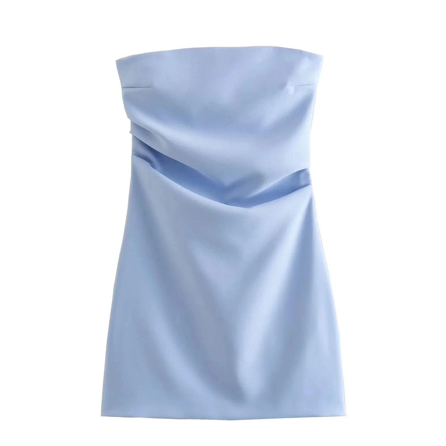 Off-the-Shoulder Corset Mini Dress – Ruched Backless Bodycon Dress in Blue, Black, and White