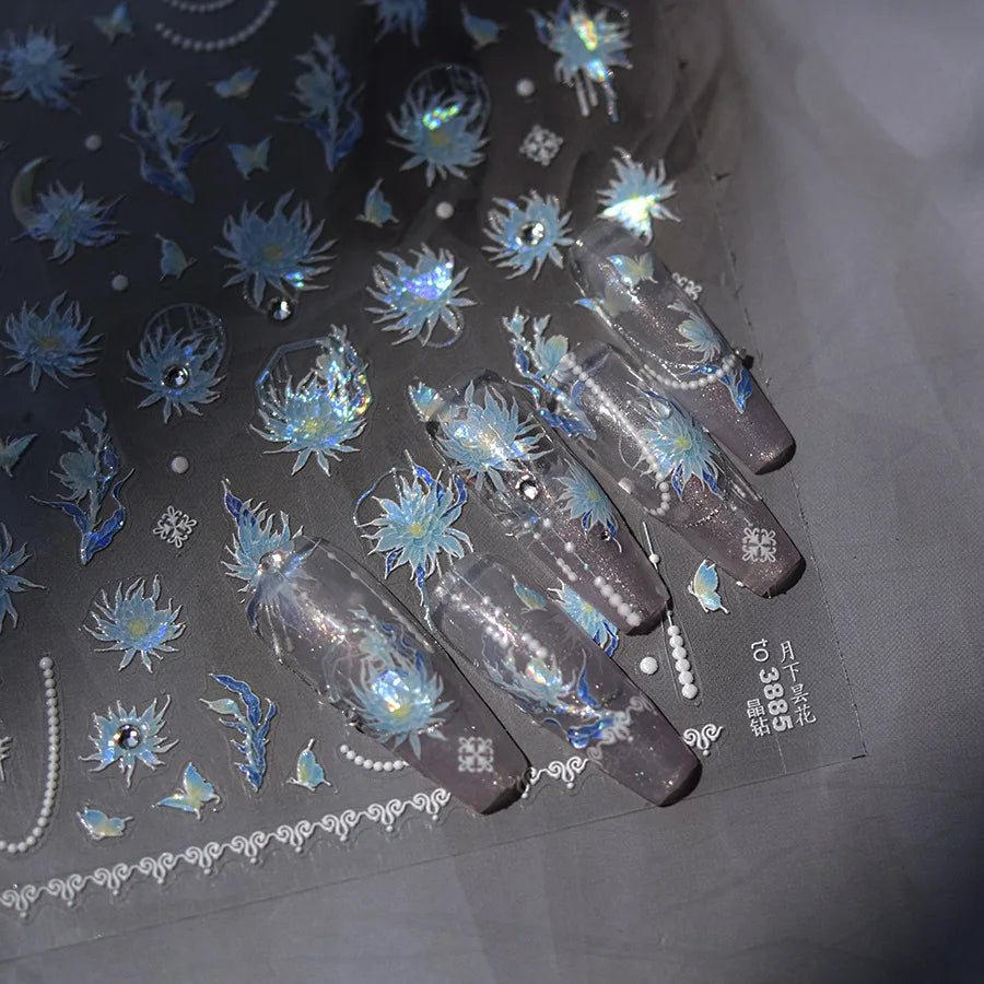 3D Gold Flower Nail Stickers For Fall Nails Inspiration And Luxury Nail Styling