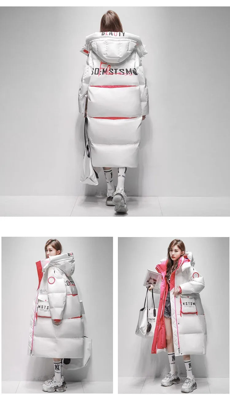 Streetwear Chic Long Hooded Parkas for Women