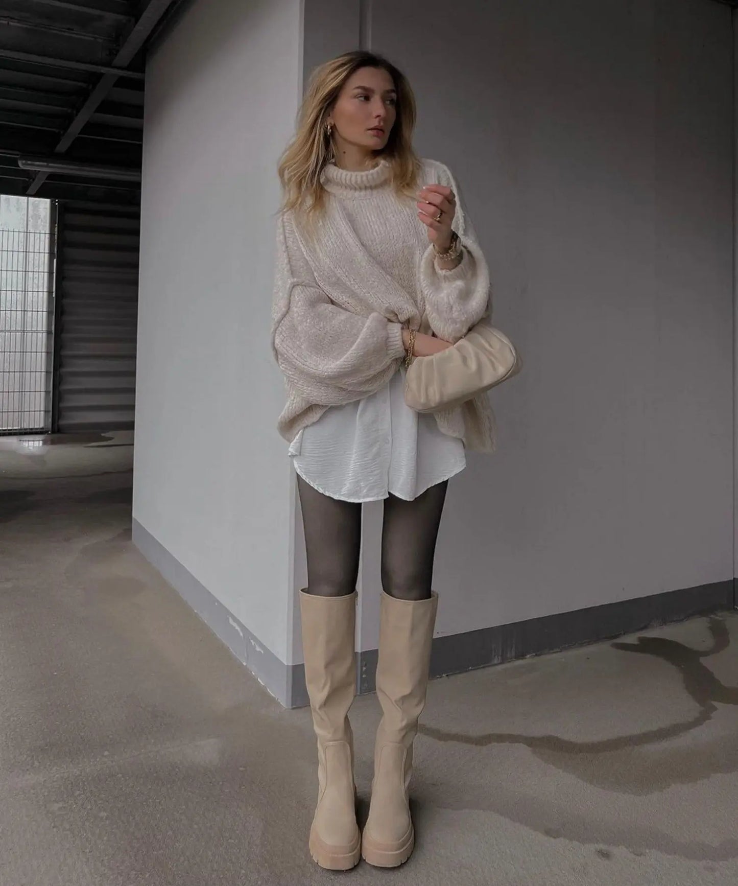 Quilted Elegance Turtleneck Sweater