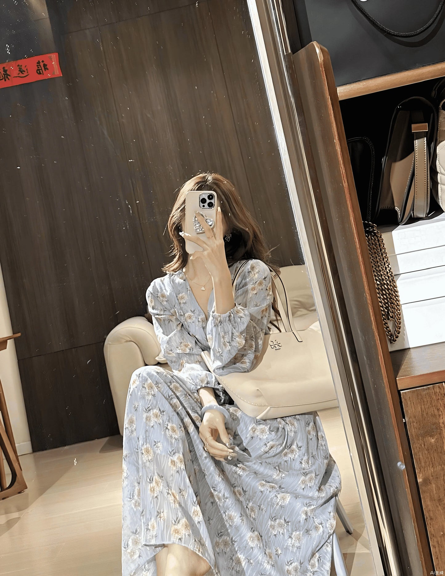 Floral Long Dress With Waist Tie And Swing Silhouette For Spring Outfits Casual