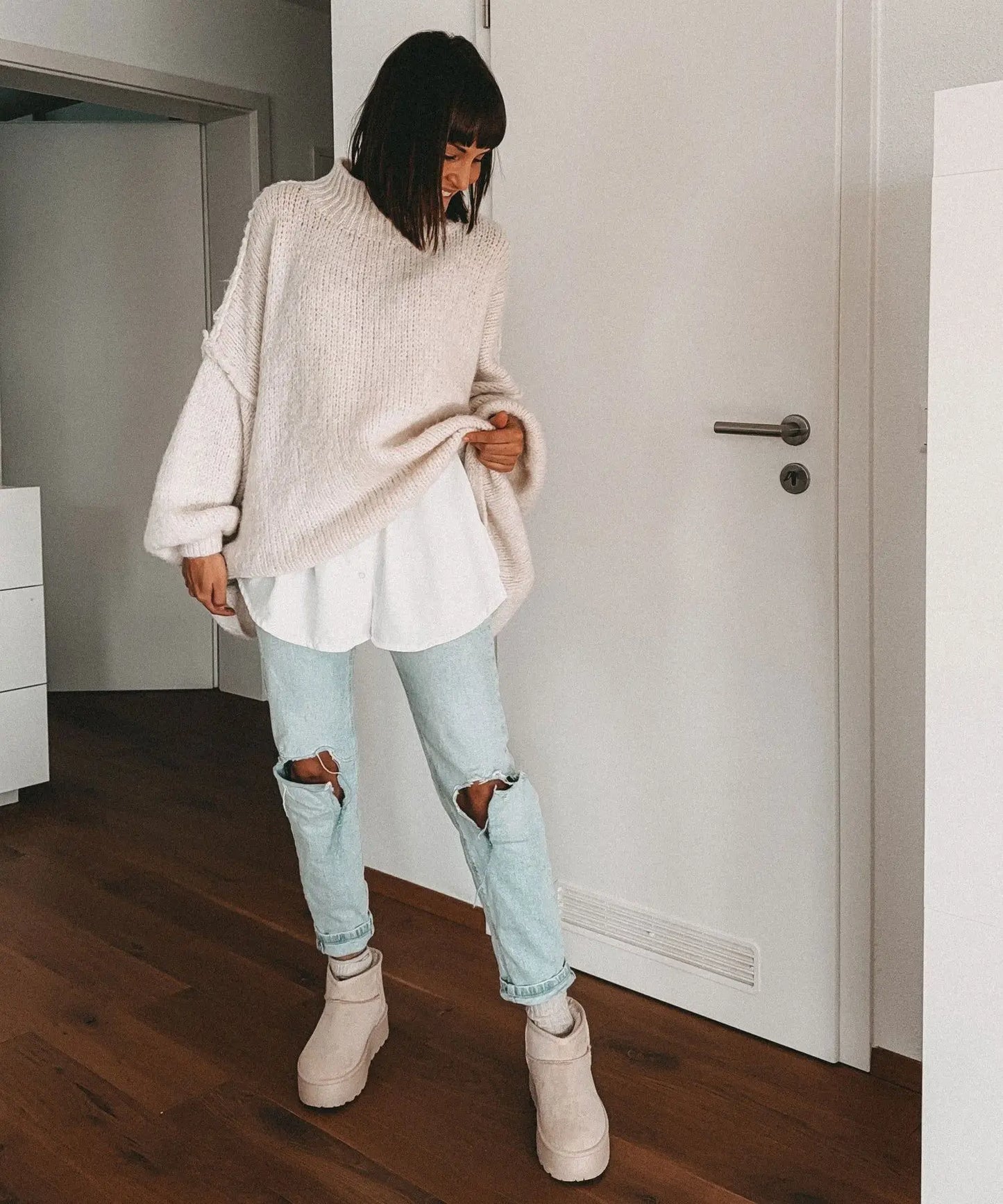 Quilted Elegance Turtleneck Sweater