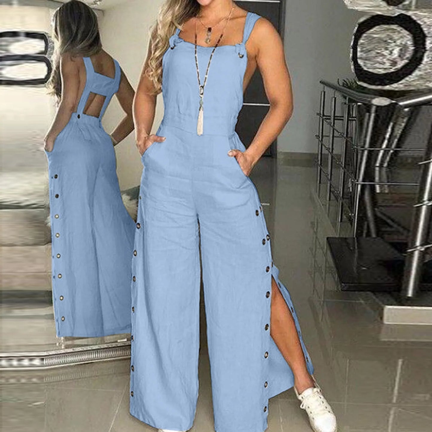 Loose Fit Linen Overalls With Long Pants For Summer Outfit Inspiration And Breezy Vibes