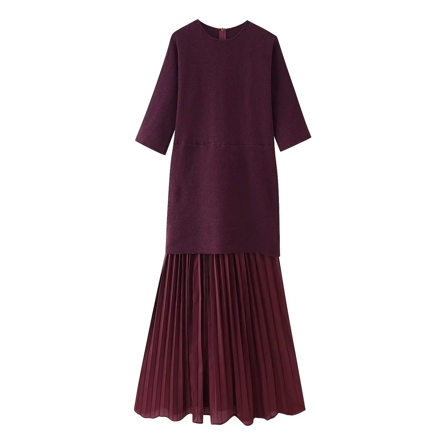 Spring Dress Outfit With Pleated Skirt And Half Sleeves For Vintage Casual Looks