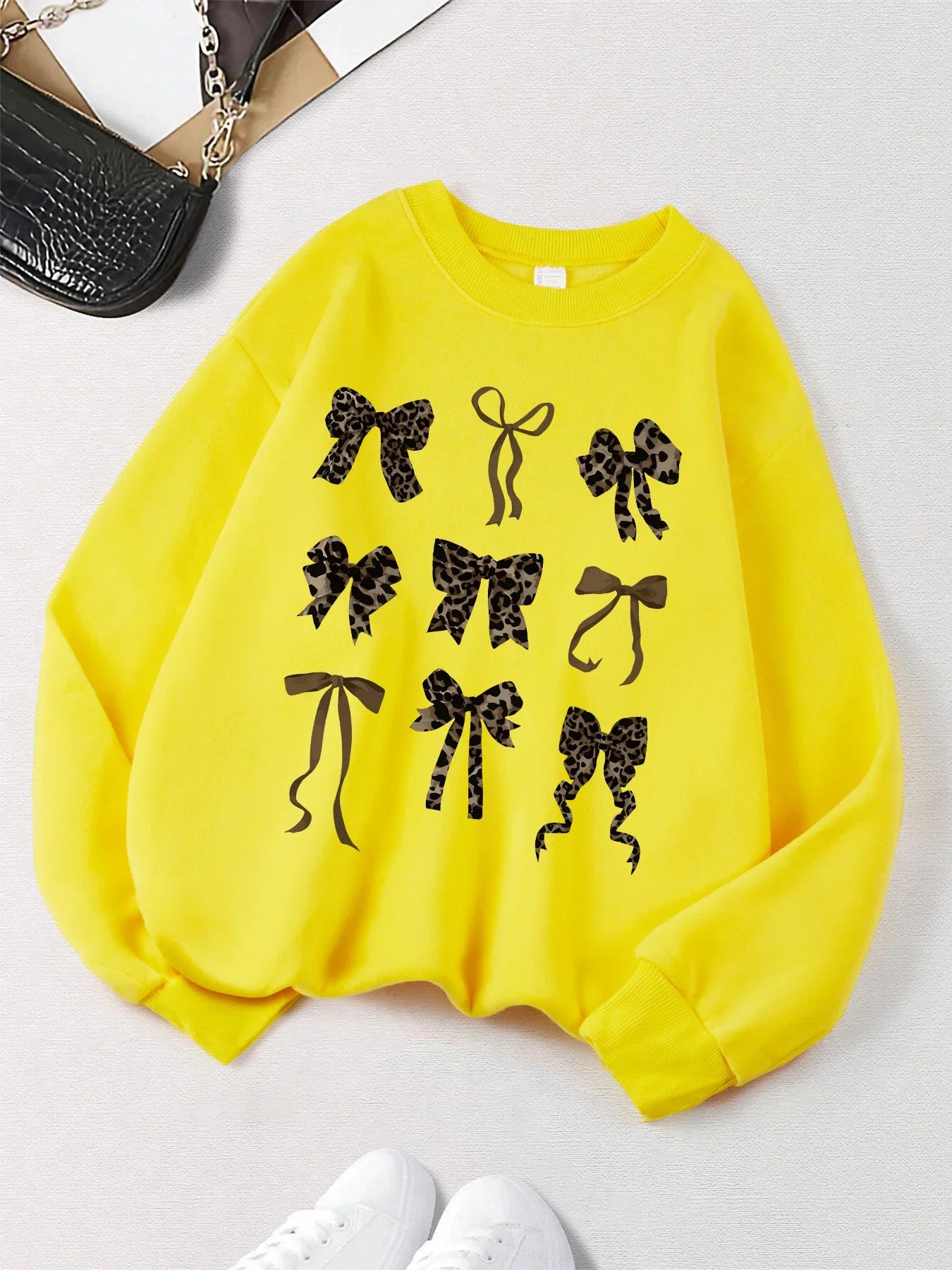 Street Style Sweatshirt Fall Outfit With Retro Leopard Print For Casual Looks
